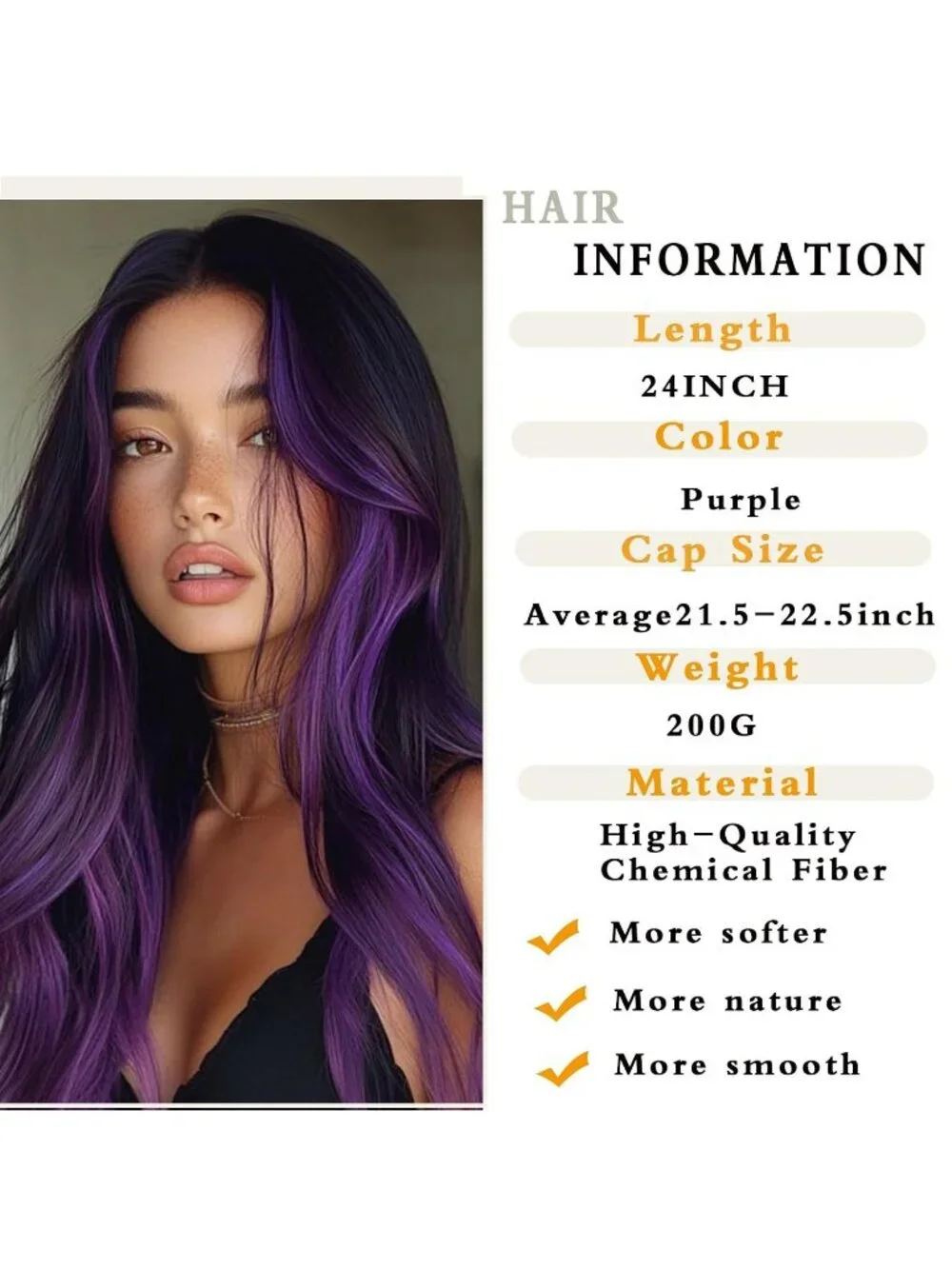 Women's Black Purple Long Blonde Wavy Synthetic Platinum Layered Classic Wigs